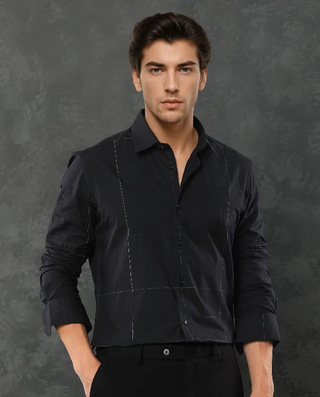 Men's Limited Edition Shirts for ExclusivityRare Rabbit Men's Regin Black Cotton Fabric Full Sleeves Checks Shirt Men's Limited Edition Shirts for ExclusivityRare Rabbit Men's Regin Black Cotton Fabric Full Sleeves Checks Shirt