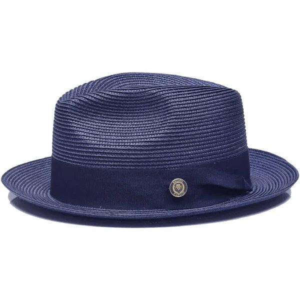 Novelty Trucker HatsBruno Capelo Men's navy blue summer dress casual straw hats