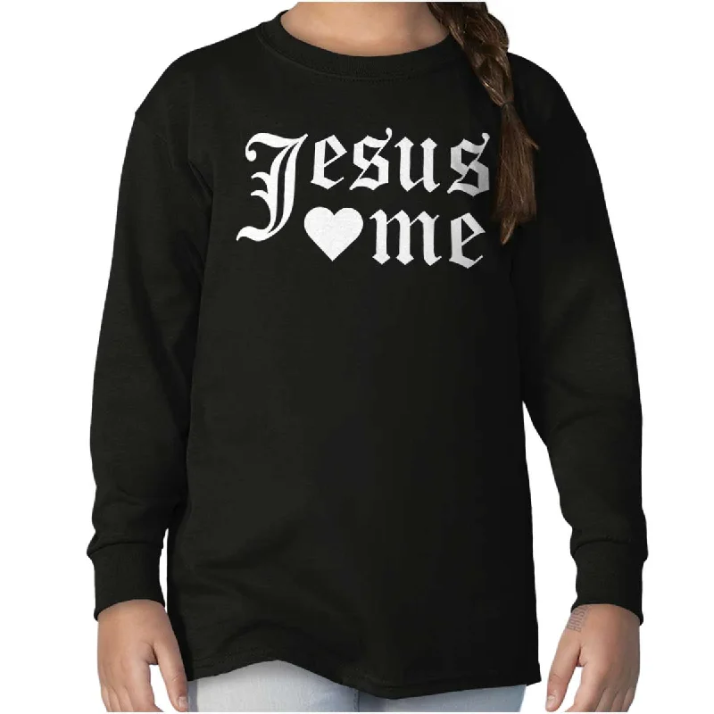 Men's Shirts with Button-Down PocketsJesus Hearts Me Youth Long Sleeve T-Shirt
