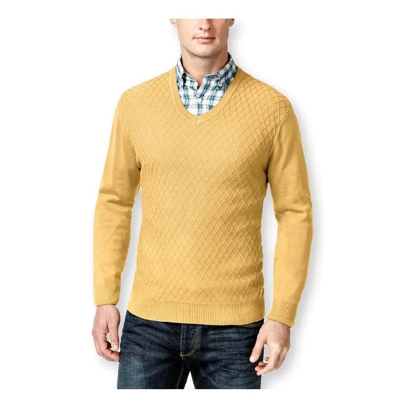 Men's Sweaters with A-Line ShapesClub Room Mens Diamond Knit V-Neck Pullover Sweater Men's Sweaters with A-Line ShapesClub Room Mens Diamond Knit V-Neck Pullover Sweater