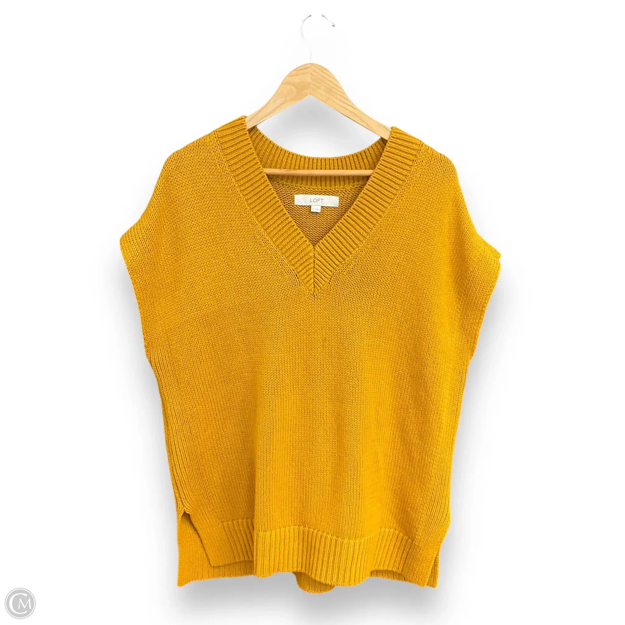 Men's Coats with Velcro ClosuresVest Sweater By Loft In Yellow, Size: Xl