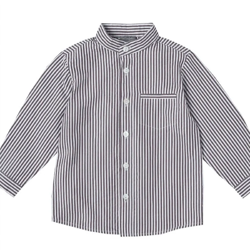 Men's Cufflink-Ready Shirts for Formal EventsBoys' Seersucker Long-Sleeve Shirt In Grey Men's Cufflink-Ready Shirts for Formal EventsBoys' Seersucker Long-Sleeve Shirt In Grey