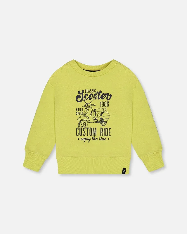 Men's Sweaters with High-Neck DesignsPullover Graphic Sweatshirt Lime Green