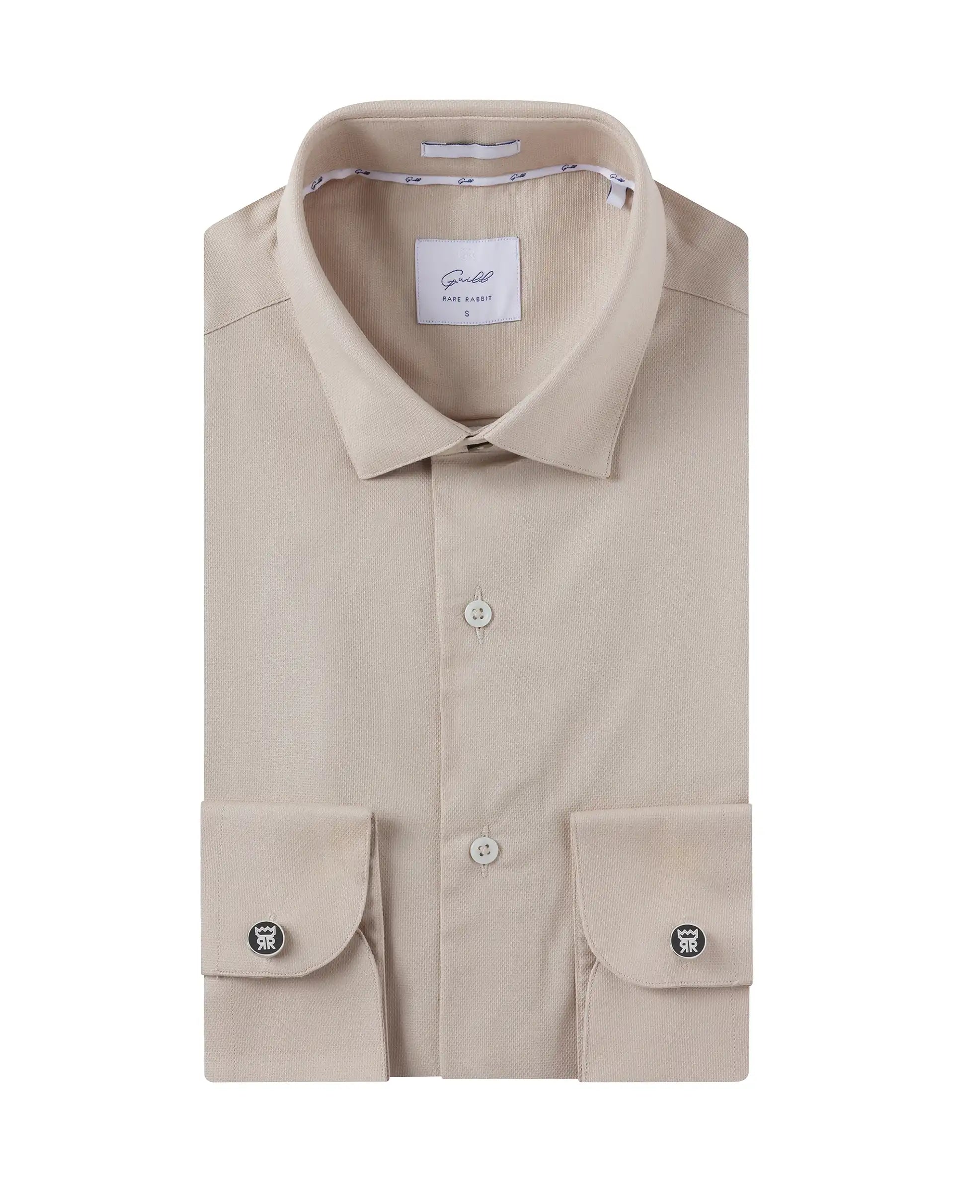Men's Solid-Color Block Shirts for a Bold StatementRare Rabbit Mens Lasko Beige Dobby Texture Full Sleeve Regular Collar Solid Shirt Men's Solid-Color Block Shirts for a Bold StatementRare Rabbit Mens Lasko Beige Dobby Texture Full Sleeve Regular Collar Solid Shirt