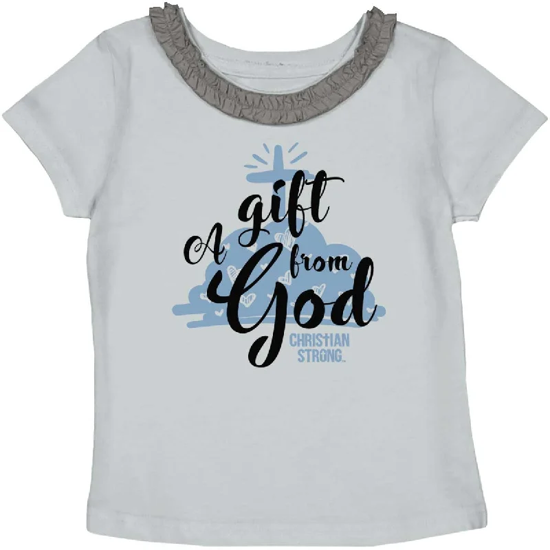 Men's Shirts with Embroidered DesignsGift From God Toddler Ruffled Trim T-Shirt