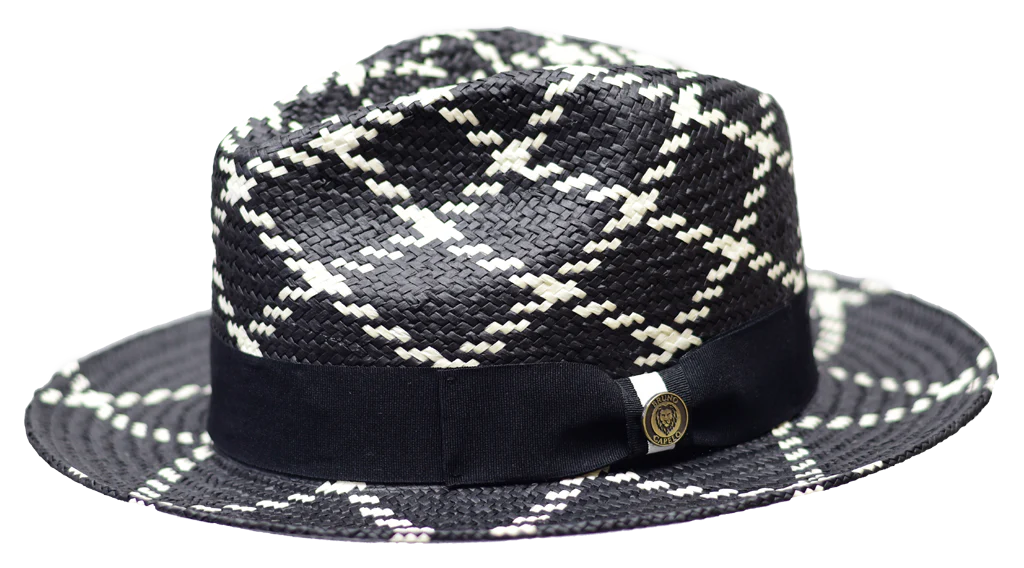 All-Weather Fishing HatsBlack / White Bruno Capelo Men's Summer Hat Malibu Straw Fedora Hat Hand-Dyed Snap Brim