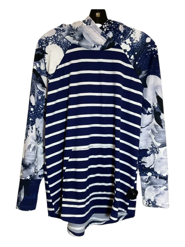 Comfortable Men's Fleece HoodiesSweatshirt Hoodie By Lularoe In Blue & White, Size: L Comfortable Men's Fleece HoodiesSweatshirt Hoodie By Lularoe In Blue & White, Size: L