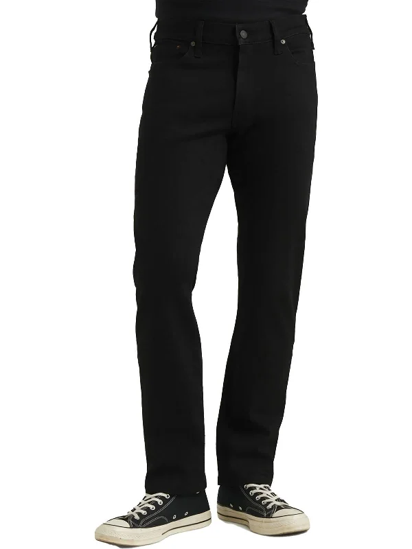 Men's Jeans with Functional PocketsMens Denim Stretch Mid-Rise Straight Leg Jeans