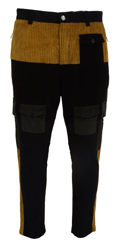 High-Waisted Men's JeansDolce & Gabbana Elegant Tape Trousers with yellow Men's Accent High-Waisted Men's JeansDolce & Gabbana Elegant Tape Trousers with yellow Men's Accent