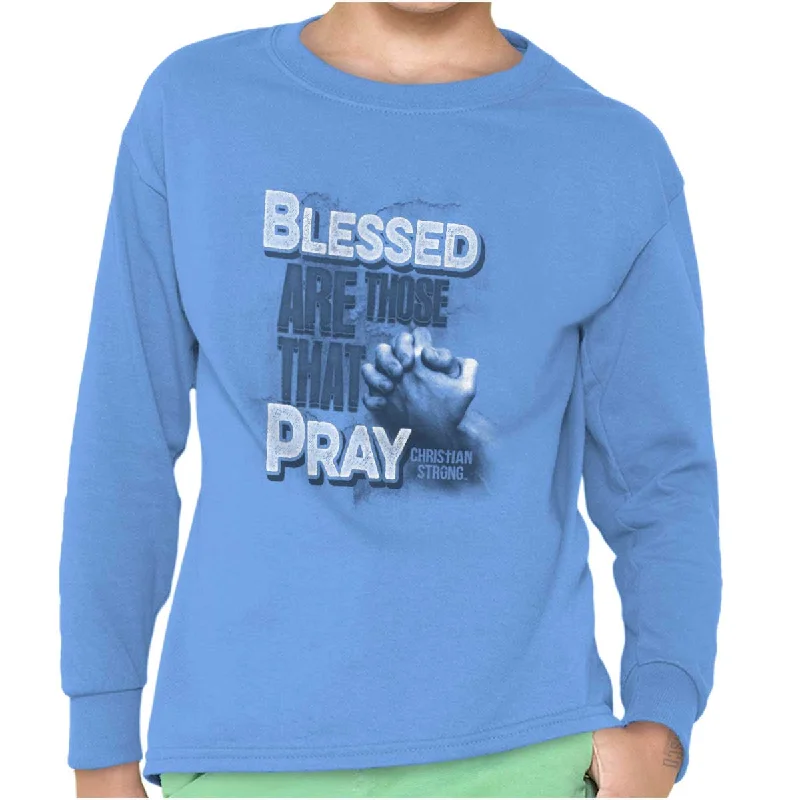 Men's Shirts with Ruffled HemlinesBlessed Pray Youth Long Sleeve T-Shirt