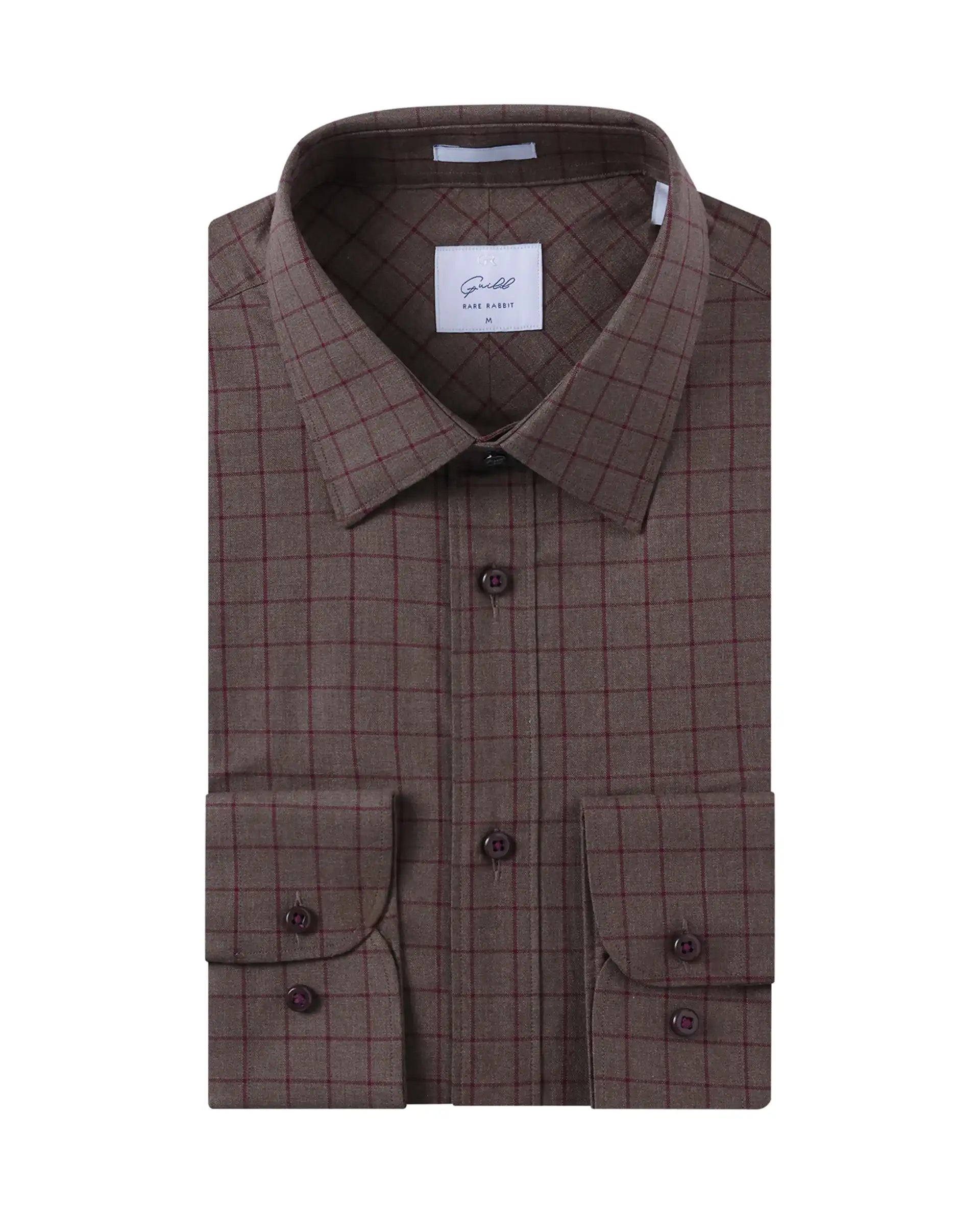 Men's Pattern-Play Shirts for a Fun TwistRare Rabbit Men Bronz Brown Cotton Fabric Full Sleeve Regular Fit Check Shirt Men's Pattern-Play Shirts for a Fun TwistRare Rabbit Men Bronz Brown Cotton Fabric Full Sleeve Regular Fit Check Shirt