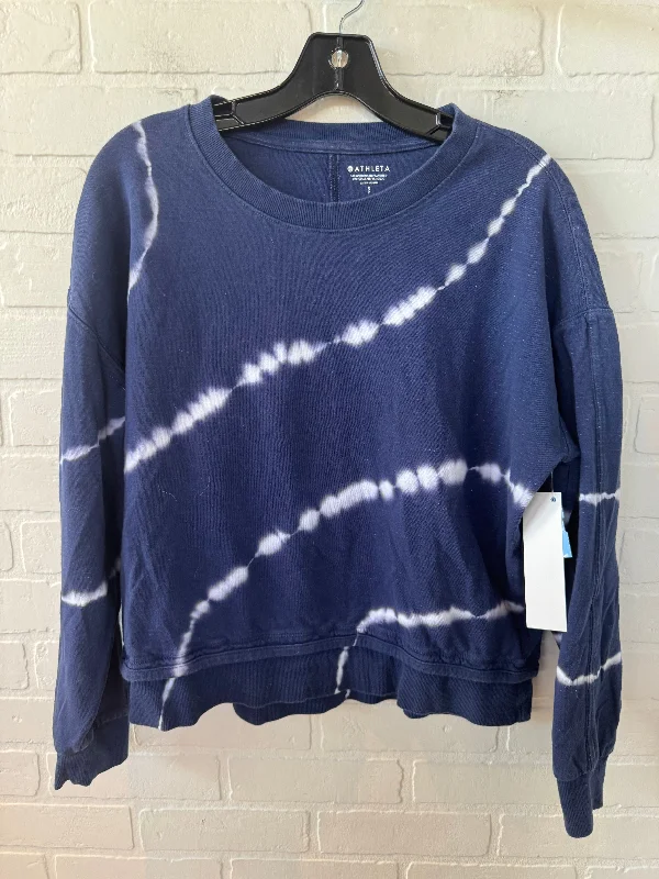 Men's Hoodies with Reinforced HemsAthletic Sweatshirt Crewneck By Athleta In Blue & White, Size: S Men's Hoodies with Reinforced HemsAthletic Sweatshirt Crewneck By Athleta In Blue & White, Size: S