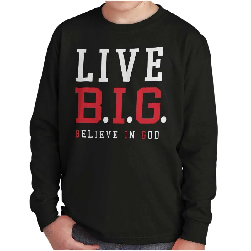 Men's Shirts with Elastic WaistbandsBelieve in God Youth Long Sleeve T-Shirt