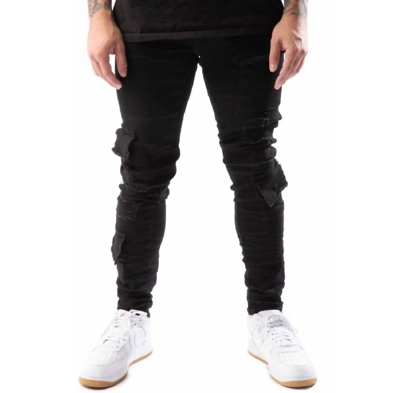 High-Waisted Men's JeansBrutini Cargo Jean In Jet Black
