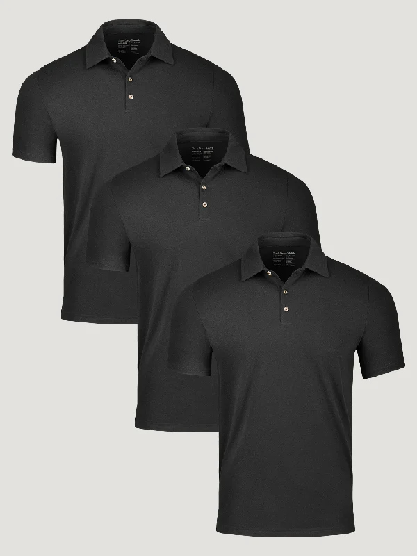 Men's Shirts with Button-Down CollarsAll Black Polo 3-Pack