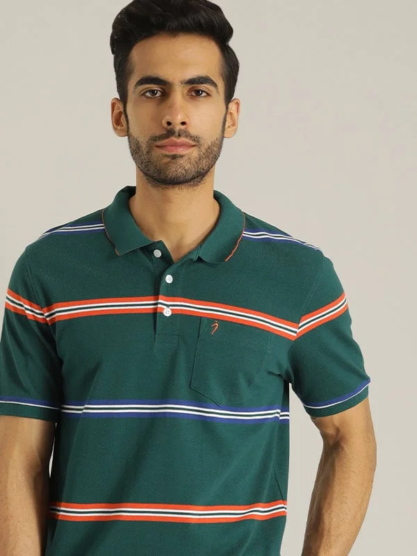 Elegant Men's Dress ShirtsMen Striped Polo T-Shirt