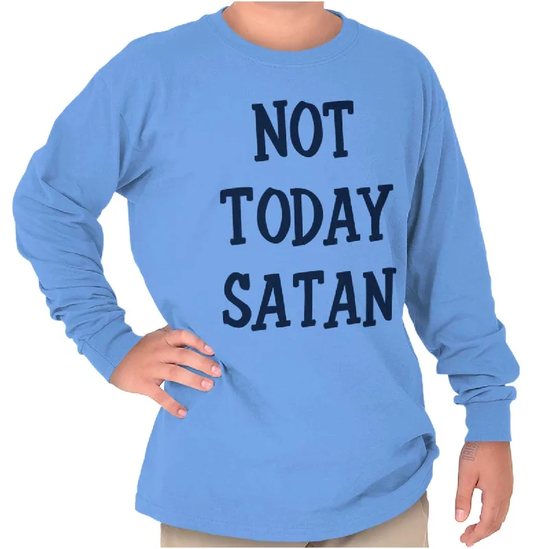 Men's Shirts for HikingNot Today Satan Youth Long Sleeve T-Shirt