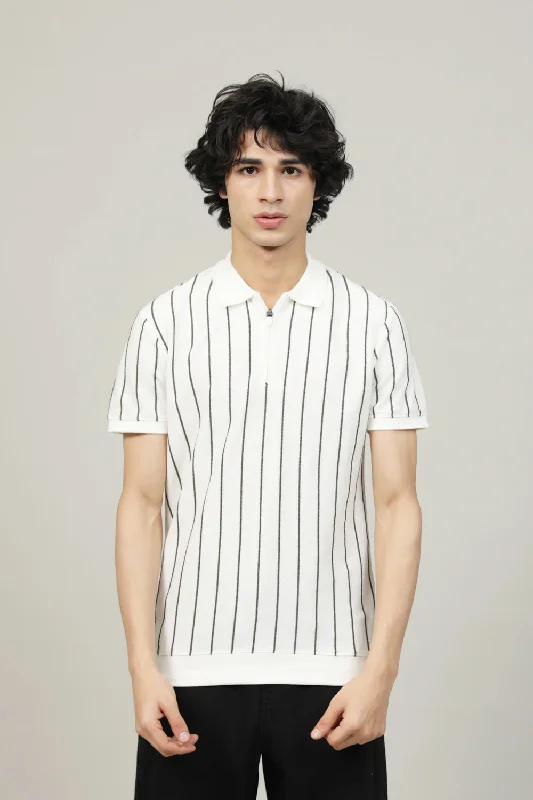 Men's Shirts with Checkered PatternsTEXTURED STRIPED POLO