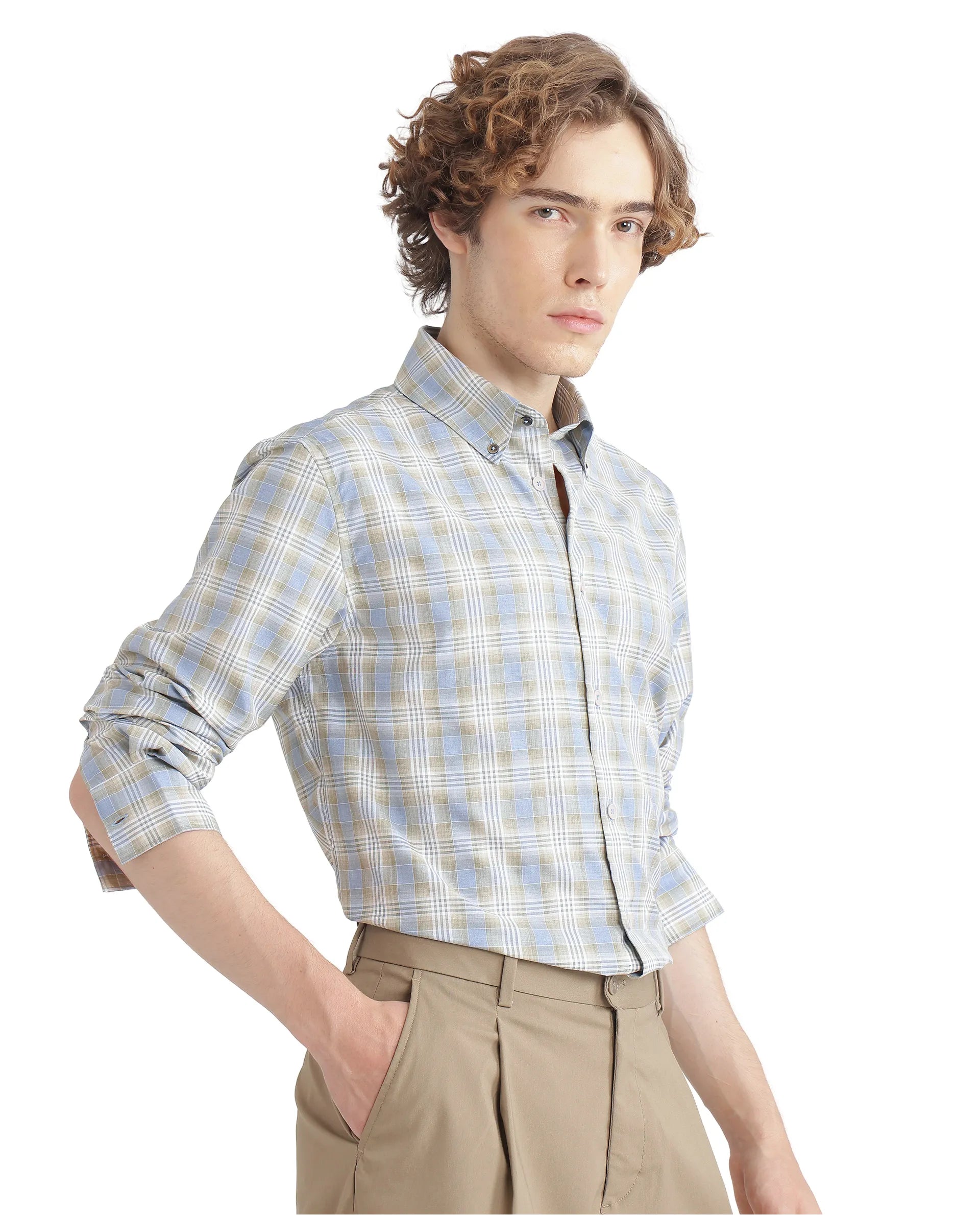 Men's Pattern-Clashing Shirts for Bold FashionRare Rabbit Men's Geko Pastel Green Cotton Fabric Full Sleeve Button Down Collar Button Closure Checked Shirt Men's Pattern-Clashing Shirts for Bold FashionRare Rabbit Men's Geko Pastel Green Cotton Fabric Full Sleeve Button Down Collar Button Closure Checked Shirt