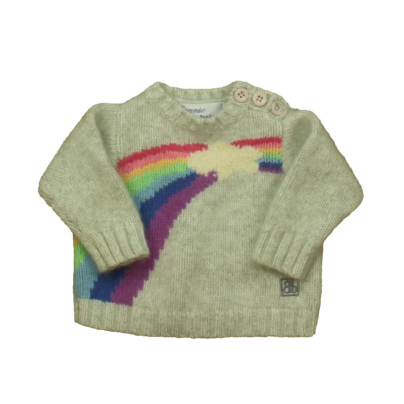 Men's Sweaters with Asymmetrical HemlinesBonnie Baby Girls Gray Rainbow Sweater