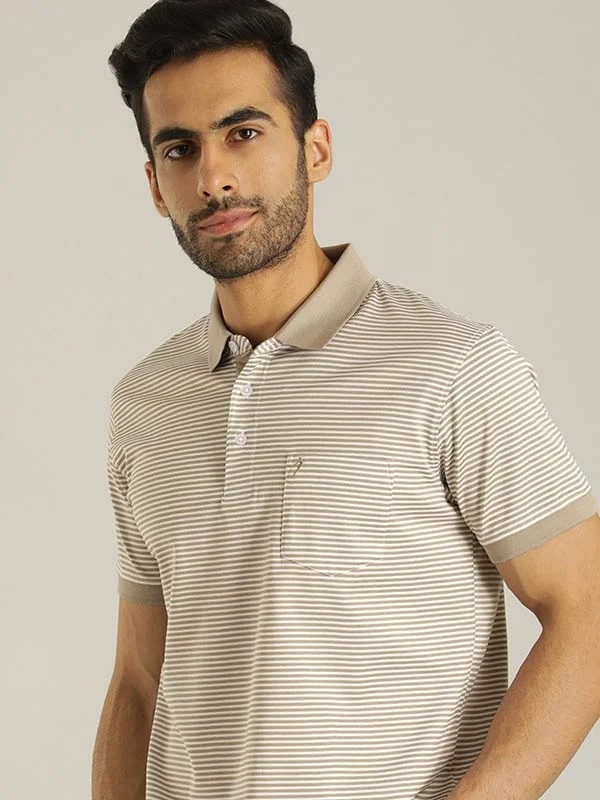 Men's Shirts with Patchwork SleevesMen Striped Polo T-Shirt