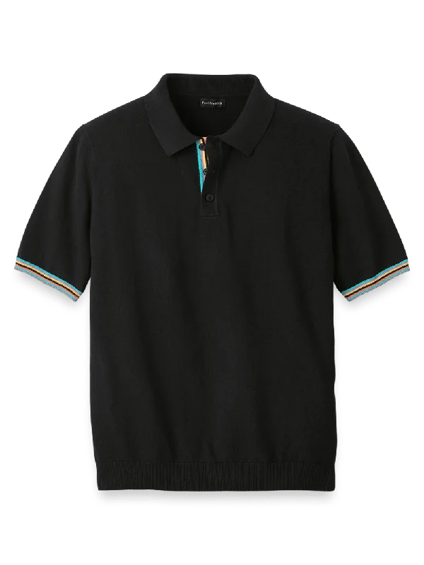 Men's Shirts for Beach OutingsCotton Three Button Polo - Black