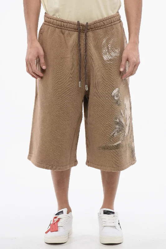 Tailored and Dressy Men's Short PantsOff-White Brushed Cotton S.mathherw Printed Jogger Shorts Tailored and Dressy Men's Short PantsOff-White Brushed Cotton S.mathherw Printed Jogger Shorts