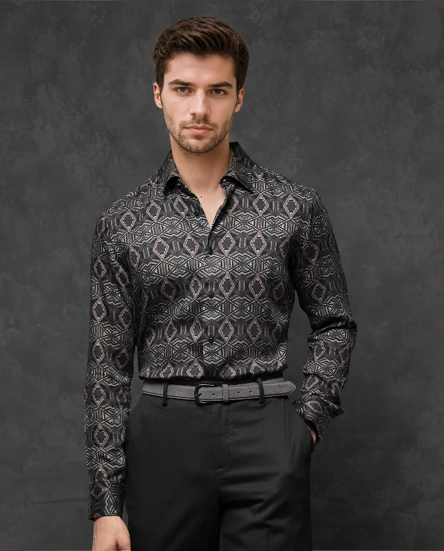 Durable Men's Work ShirtsRare Rabbit Men's Capel Black Viscose Fabric Full Sleeves Abstract Geometric Print Shirt Durable Men's Work ShirtsRare Rabbit Men's Capel Black Viscose Fabric Full Sleeves Abstract Geometric Print Shirt