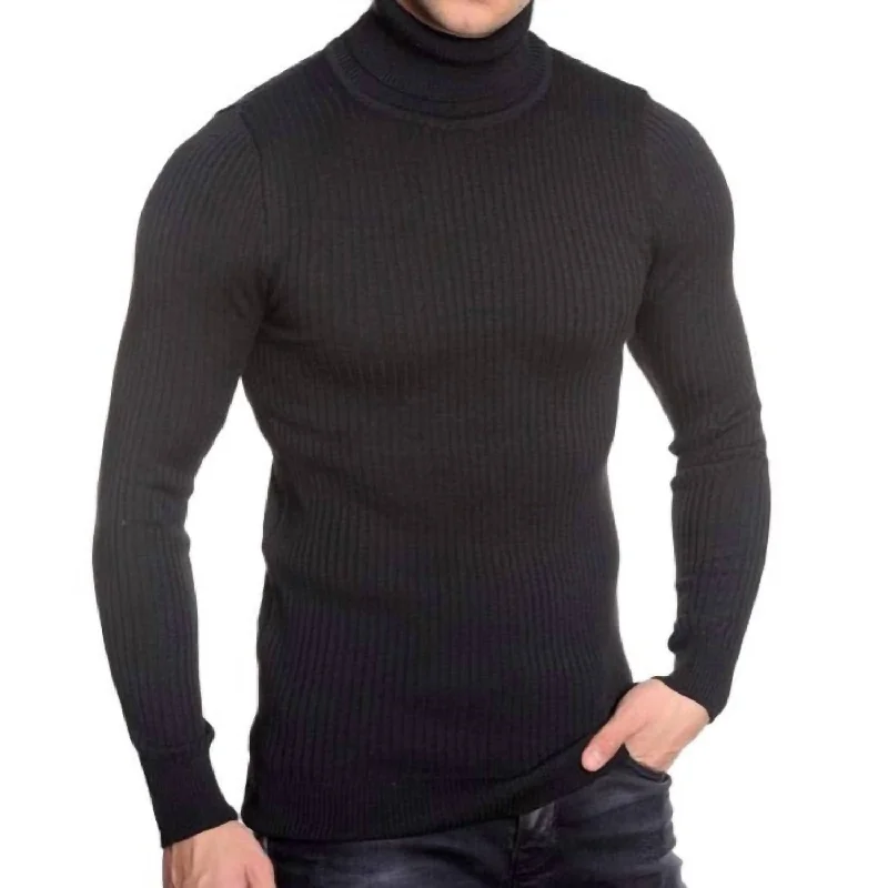 Men's Sweaters with BeadsMen's Turtleneck Sweater In Black