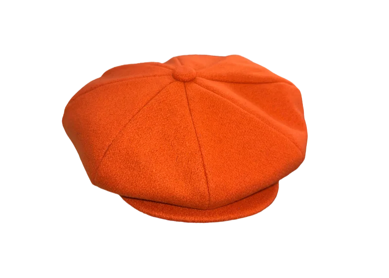 Quilted Winter HatsEmstate Orange Men's Apple Hat 100% Wool Made In USA