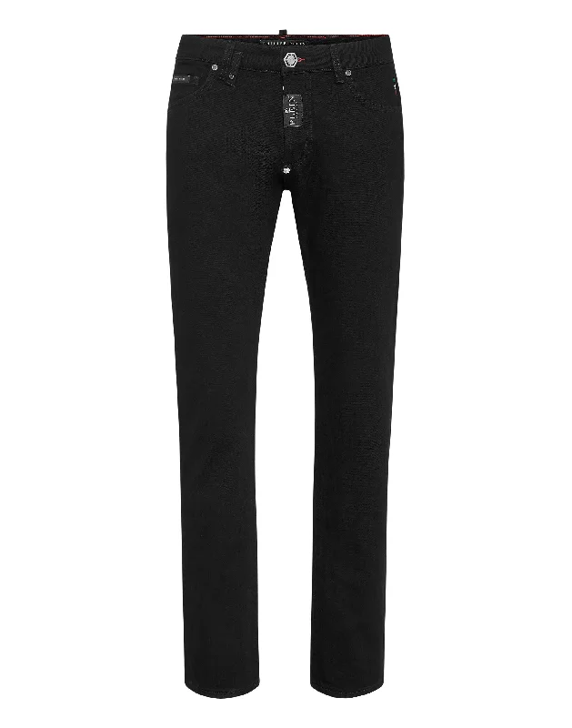 Men's Jeans with Elastic WaistbandsDenim Trousers Straight Supreme Comfort
