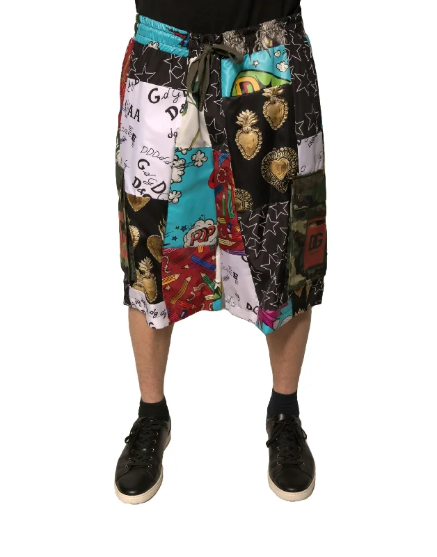 Men's Quick-Drying Swimwear ShortsDolce & Gabbana multi Patchwork Cargo Bermuda Men's Shorts