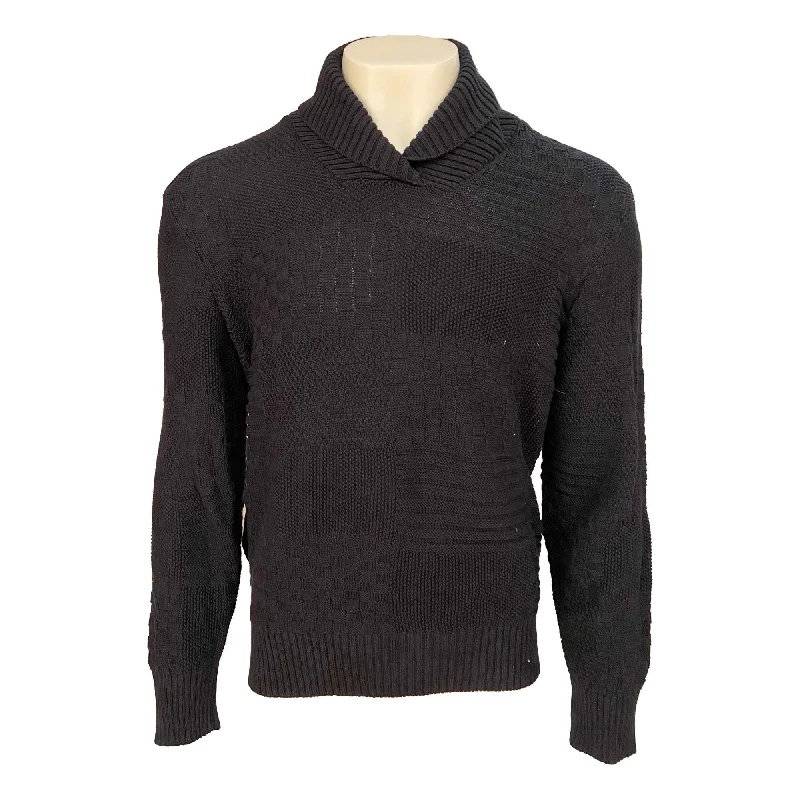 Patterned Men's Fair Isle SweatersViyella Textured Shawl Collar Sweater Navy - 559662 1998 Patterned Men's Fair Isle SweatersViyella Textured Shawl Collar Sweater Navy - 559662 1998