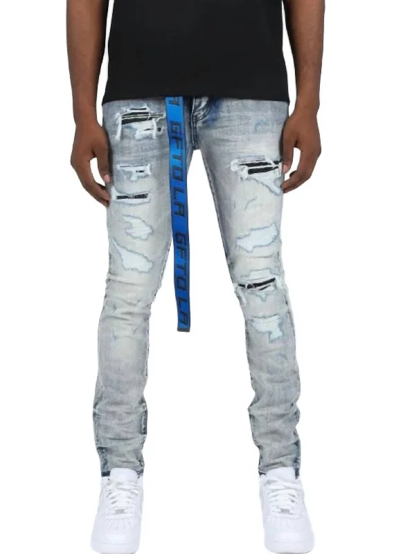 Leather Patch Men's JeansMen's Scotty Denim Jean In Light Wash