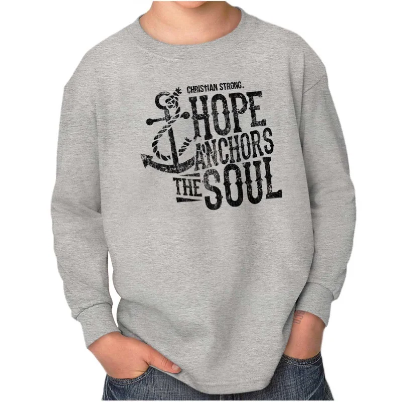Durable Men's Work ShirtsHope Anchors the Soul Youth Long Sleeve T-Shirt