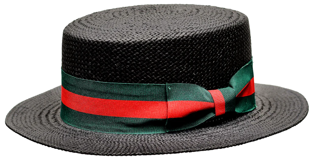 Kids' Sun HatsBruno Capelo Men's black straw dress casual hat Red and Green band