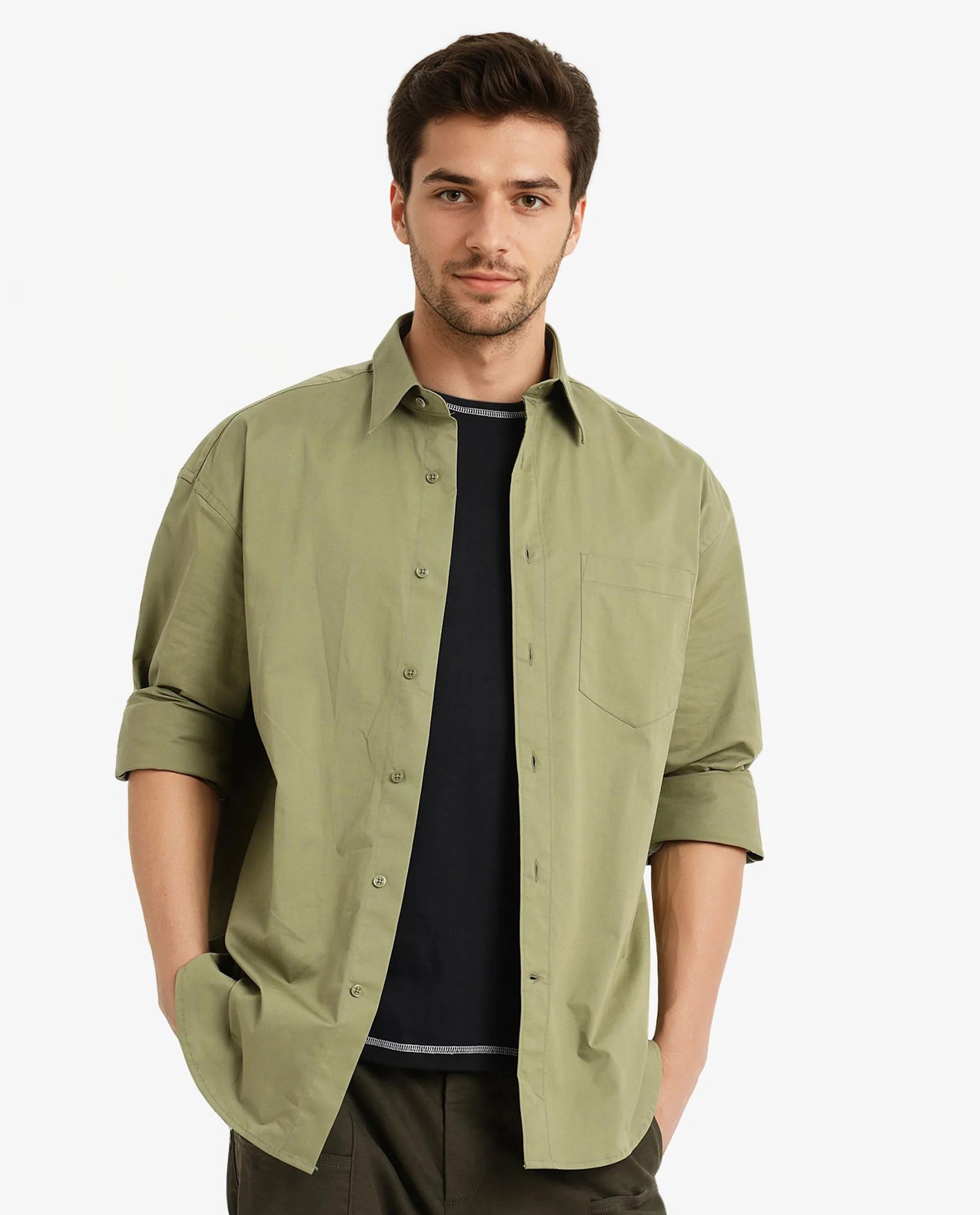 Men's Wrinkle-Free Shirts for Easy CareRare Rabbit Men's Crofty Olive Cotton Lycra Fabric Full Sleeves Collared Neck Regular Fit Plain Shirt Men's Wrinkle-Free Shirts for Easy CareRare Rabbit Men's Crofty Olive Cotton Lycra Fabric Full Sleeves Collared Neck Regular Fit Plain Shirt