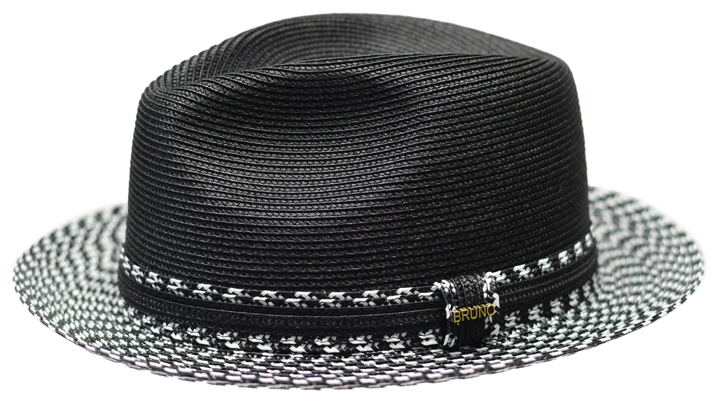 Female Fisherman HatsBruno Capelo Black/White Men's Antonio Collection 2-Tone Straw Fedora Hat