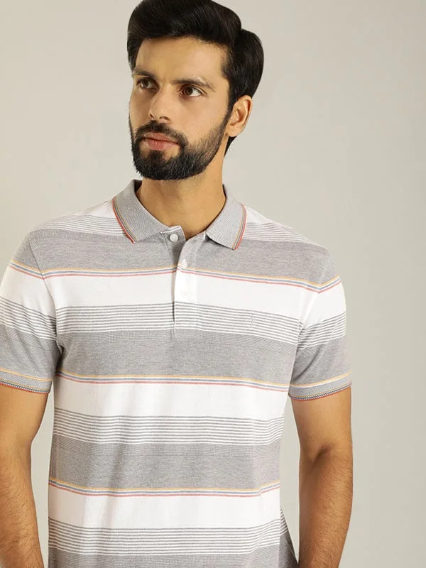 Men's Shirts for Beach OutingsMen Striped Polo T-Shirt