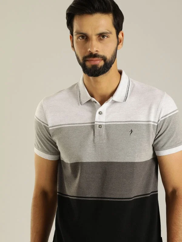 Men's Shirts with Barrel CuffsMen Striped Polo T-Shirt