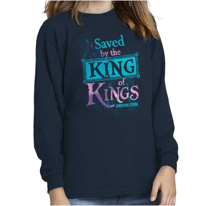 Men's Shirts with Surplice HemlinesSaved by King of Kings Youth Long Sleeve T-Shirt