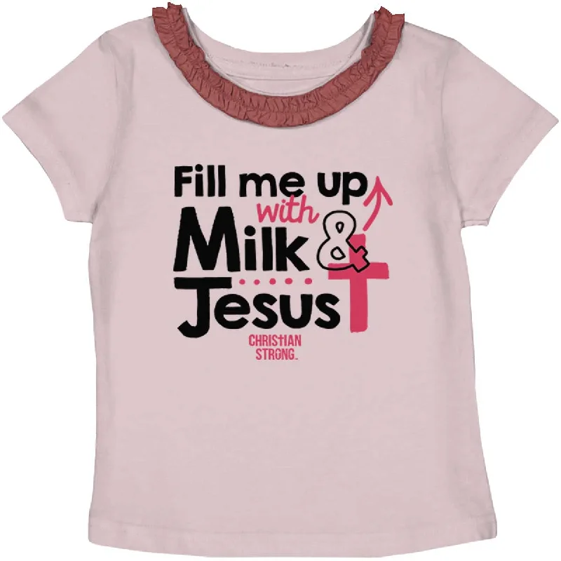 Men's Shirts with Adjustable HemlinesMilk And Jesus Toddler Ruffled Trim T-Shirt
