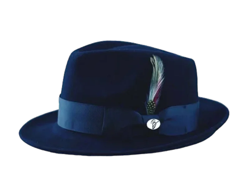 Gentlemen's Fedora HatsBruno Capelo Blue Men's Wool Hat Hudson Lite Felt Fedora Hat