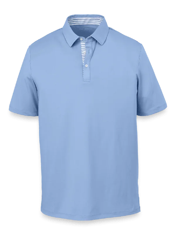 Men's Shirts with Moisture-Wicking FabricPerformance Blend Three Button Polo - Light Blue