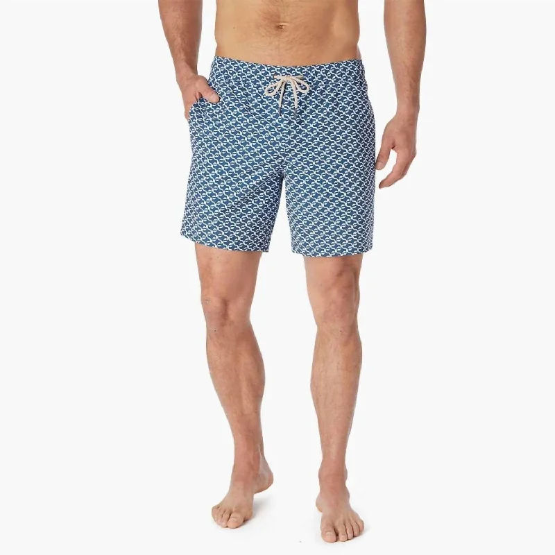 Men's Active Short Pants for SportsBayberry Lined 7" Short In Navy Geo