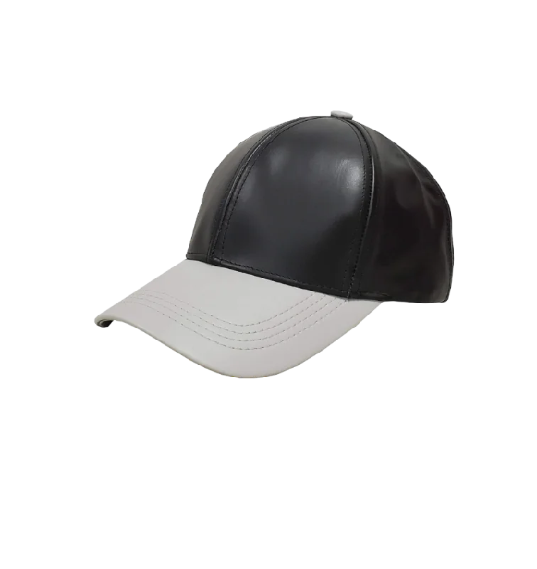 Durable Workwear HatsEmstate Black and Grey Men's Genuine Cowhind Leather Adjustable Baseball Cap Durable Workwear HatsEmstate Black and Grey Men's Genuine Cowhind Leather Adjustable Baseball Cap