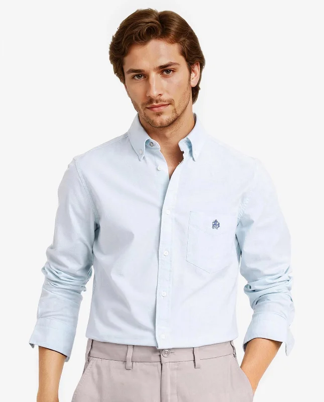 Men's Slim-Fit Shirts for a Flattering ShapeRare Rabbit Men Oxob Pastel Turq Full Sleeve Collared Neck Button Closure Regular Fit Plain Shirt