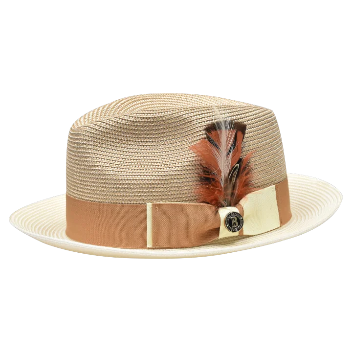 Children's Baseball HatsMen's Ivory and Cognac Georgio Collection 2-Tone Straw Fedora Hat by Bruno Capelo Children's Baseball HatsMen's Ivory and Cognac Georgio Collection 2-Tone Straw Fedora Hat by Bruno Capelo