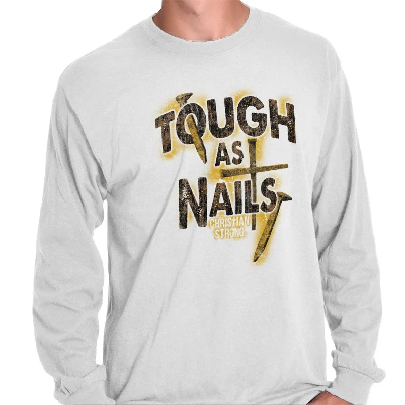 Men's Shirts with Appliqué DetailsTough As Nails Long Sleeve T-Shirt