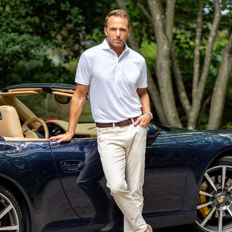 Men's Shirts with Patch PocketsCutaway Collar Polo White
